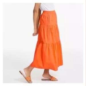Orange Tiered Maxi Skirt